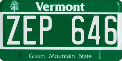 VT license plate ZEP646