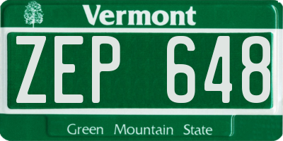 VT license plate ZEP648