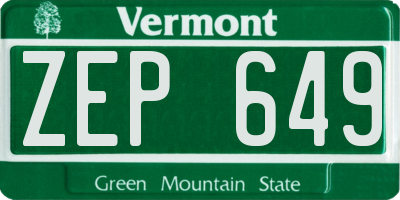 VT license plate ZEP649