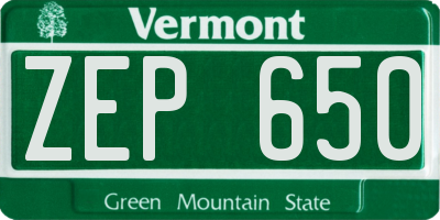 VT license plate ZEP650