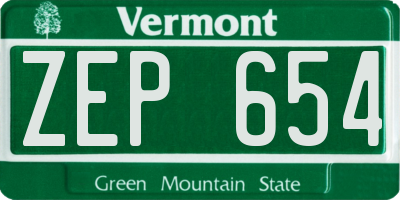 VT license plate ZEP654