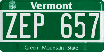 VT license plate ZEP657