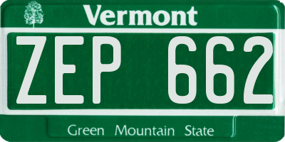 VT license plate ZEP662