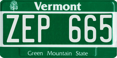 VT license plate ZEP665