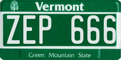 VT license plate ZEP666