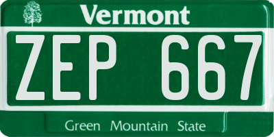 VT license plate ZEP667