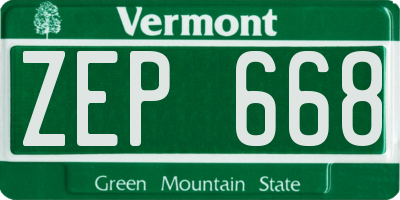 VT license plate ZEP668