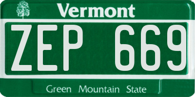 VT license plate ZEP669