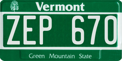 VT license plate ZEP670