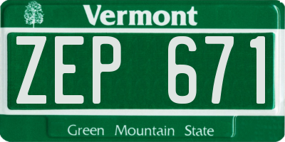 VT license plate ZEP671