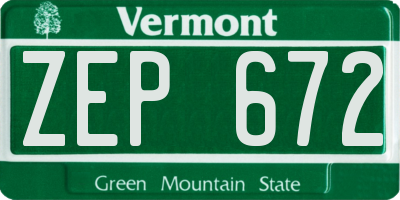 VT license plate ZEP672