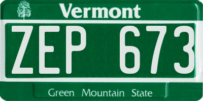 VT license plate ZEP673