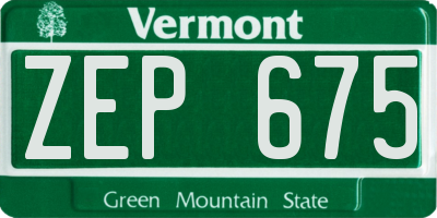 VT license plate ZEP675