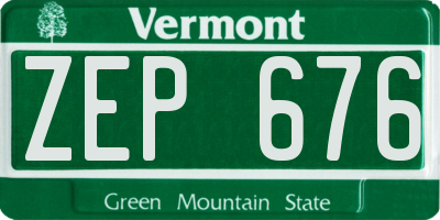 VT license plate ZEP676
