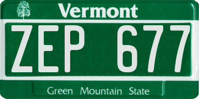 VT license plate ZEP677