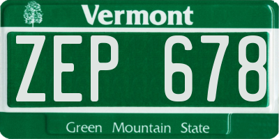 VT license plate ZEP678