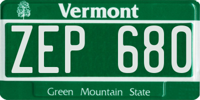 VT license plate ZEP680