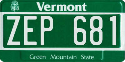 VT license plate ZEP681