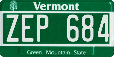 VT license plate ZEP684
