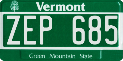 VT license plate ZEP685