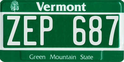 VT license plate ZEP687