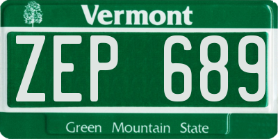VT license plate ZEP689
