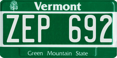 VT license plate ZEP692