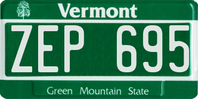 VT license plate ZEP695