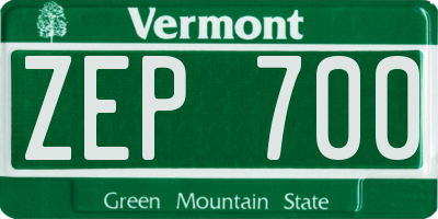VT license plate ZEP700