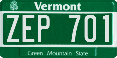 VT license plate ZEP701