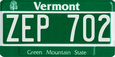 VT license plate ZEP702