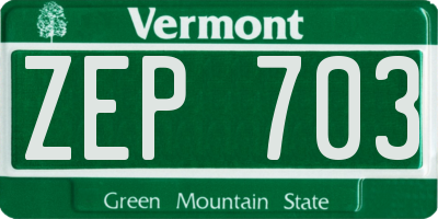 VT license plate ZEP703