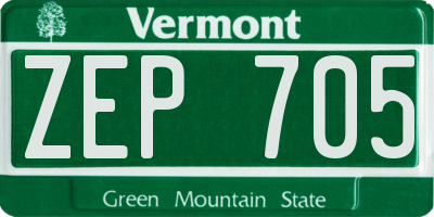 VT license plate ZEP705