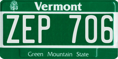 VT license plate ZEP706