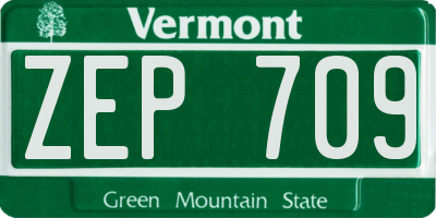 VT license plate ZEP709