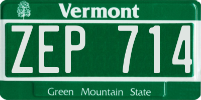VT license plate ZEP714