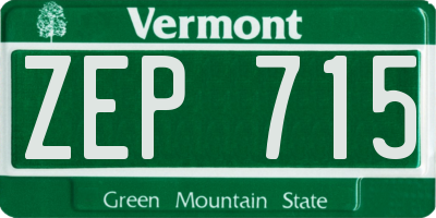 VT license plate ZEP715