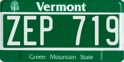 VT license plate ZEP719