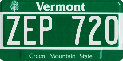 VT license plate ZEP720
