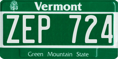 VT license plate ZEP724
