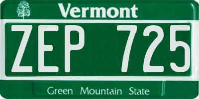 VT license plate ZEP725