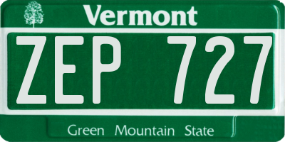 VT license plate ZEP727