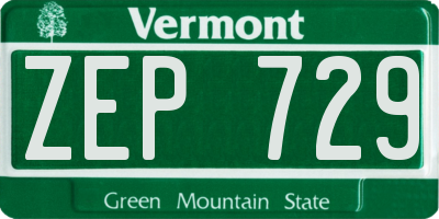 VT license plate ZEP729