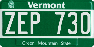 VT license plate ZEP730