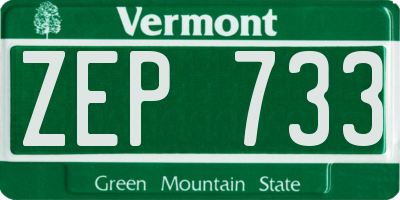 VT license plate ZEP733