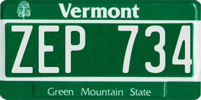 VT license plate ZEP734