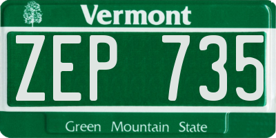 VT license plate ZEP735