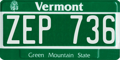 VT license plate ZEP736