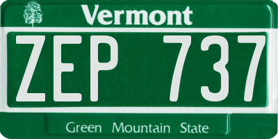 VT license plate ZEP737