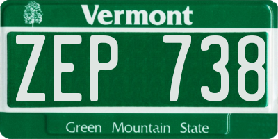 VT license plate ZEP738